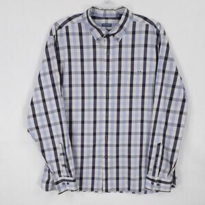 Fish Hippie Shirt Mens 2XL Blue Gray Plaid Solace Collection Office Business